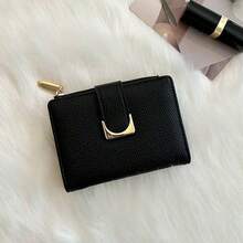 新款韩版女士钱包短款极简高端跨境零钱包批发女式钱包迷你钱包小钱包可爱钱包女士钱包 - 黑色 - 查看 3