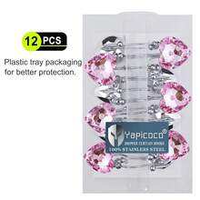 Shower Curtain Hooks Rings For Bathroom, 12PCS Valentines Day Heart Stainless Steel Rust Resistant Decorative Rhinestones Double Shower Hooks Hangers For Shower Curtains, Clothing, Etc.,DoubleHookPink - 雙鉤粉紅 - 查看 8