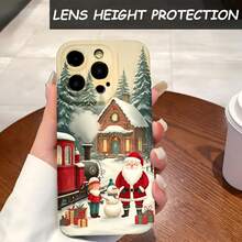 1PC Phone Case ,  Christmas House Train Santa Snowman , Stylish Phone Case, Phone Decoration, All-around Lens Protection, Creative Small Gift, Funny Gift for Boys and Girls - ブラック - チェックする 4