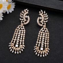 1 Pair Colorful Cubic Zirconia Peacock Tassel Decor Earrings, Suitable For Women, Festive/ Party Wear - 1Pair - View 11