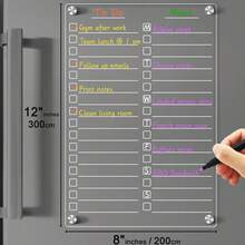 Hot Selling Acrylic Planner Fridge Dry Erase Board Transparent Magnetic To-Do List Whiteboard Fridge Magnet - 無色 - 查看 2
