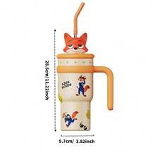 Miniso Zootopia Judy & Nick Doll Insulated Straw Tumbler 304 Stainless Steel Material 3D Doll Lid & Handle Design Commute Office Home Insulated Water Cup (ZG Version)(1 PC) - Orange - View 9