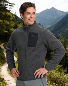 ¡RecomendadoPioneer Camp - chamarra de forro polar con cierre completa para hombre, ligera, bolsillo en el pecho, absorbe la humedad, cálida, para invierno, senderismo, escalada¡Top de Temporada - Verde grisáceo jaspeado - Ver 5
