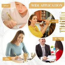 9pcs Metal Crystal Ballpoint Pens, Diamond Pens, Liquid Sand Glitter Pens With Black Ink, Cute Pens For Female Students, Desk Supplies - Black - View 4