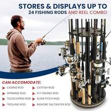 24 Round Spinning Fishing Rod Rack - Fishing Pole Holder And Storage - Barnwood - View 5