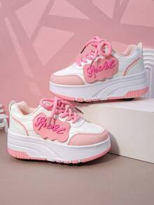 Kids Roller Skate Shoes With 4 Wheels, Detachable Wheeled Sneakers, Lace-Up Heelys Roller Shoes, Fashion Casual Shoes For Boys And Girls