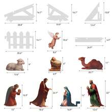 10 Pcs 3.5 Ft Christmas Outdoor Nativity Set - Yard & Lawn Signs, Religious Holy Jesus Birth Manger Scene Decor For Holiday Outdoor Display - Multicolor - View 6