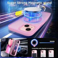 Magnetic Case For For IPhone 13/14 6.1 Inch With 360 Rotatable Ring Stand, Compatible With Mag Car Phone Mount, Cases Cover Phone Holder For Desk Meeting/Videos Pink,6.1inch(ForFor IPhone13/14),Pink - 粉紅色的 - 查看 4