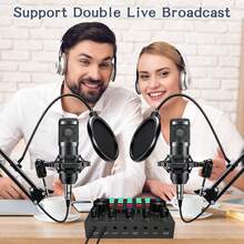 2026 Upgraded Podcast Equipment Bundle For 2, Recording Studio Package With Pro Audio Interface And Podcast Microphone For Gamer Podcasting, Recording, Singing, Streaming - 黑色-F998音效卡套裝+2個麥克風 - 查看 2