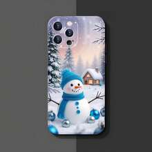 1PC Phone Case ,  Snowman Winter Landscape Tree Snowflake , Stylish Phone Case, Phone Decoration, All-around Lens Protection, Creative Small Gift, Funny Gift for Boys and Girls - ブラック - チェックする 3