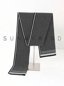 1 pieza Bufanda de punto de unicolor de poliéster para hombre, minimalista y versátil para uso diario