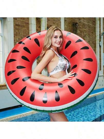 1 pieza Flotador de piscina con diseño de sandía, Aro de natación circular, Regalo del Día de San Valentín, Apto para entretenimiento acuático, vacaciones en la playa, juegos en la playa, fiestas en la playa, regalos de Año Nuevo, Día de San Valentín