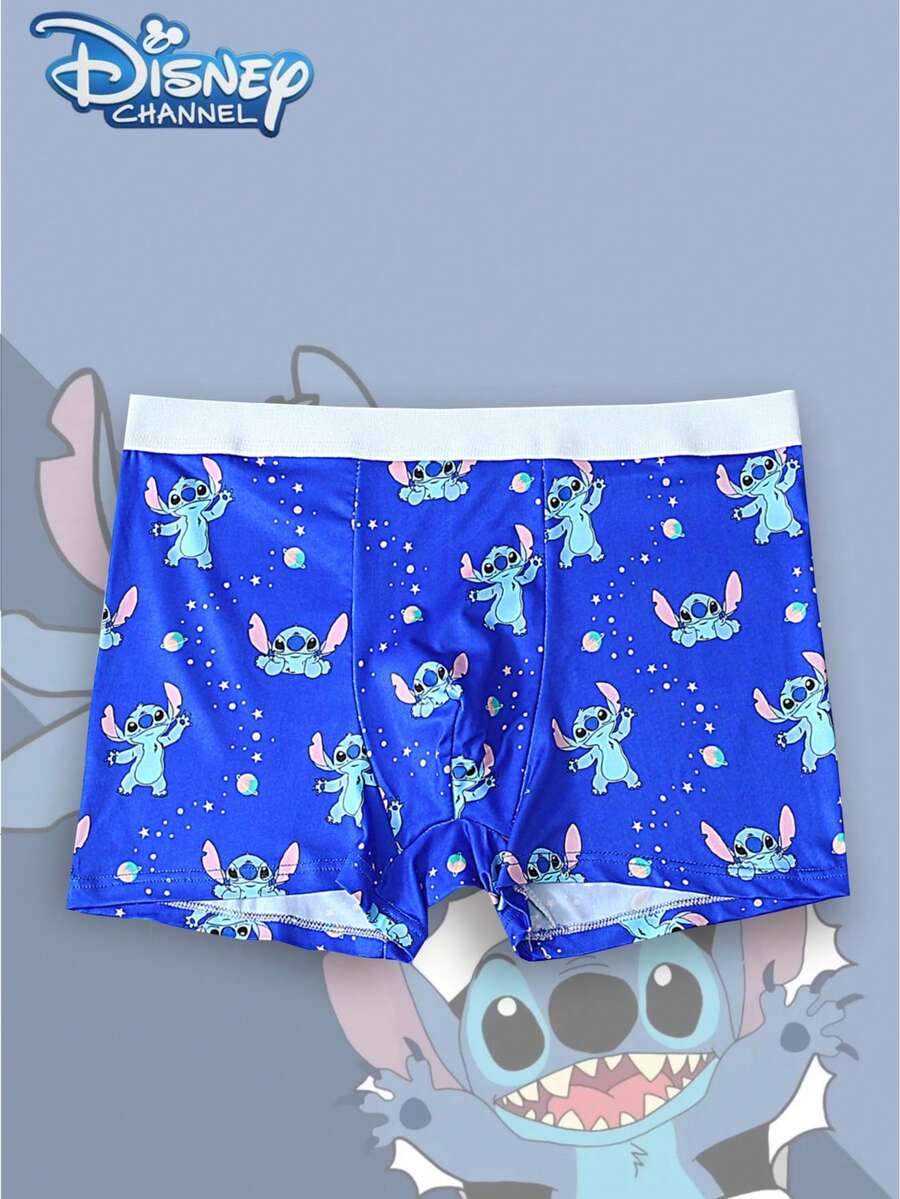 Disney 1pc Cartoon Print Underwear-Soft-Comfortable, Letter Elastic Waistband, Casual Men's Underwear - Multicolor - View 1