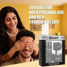 BUNEE 增发纤维粉套装 - 瞬间增厚发丝，3 件套：增发纤维粉、精准喷雾器、造型梳 - 增发纤维粉礼盒装，男士美发造型套装，增发纤维