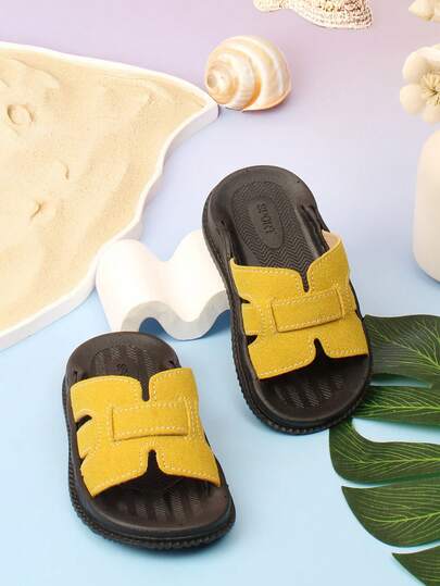 1 Pair Children's Flat Open Toe Comfortable Lightweight Indoor/Outdoor Casual Slippers