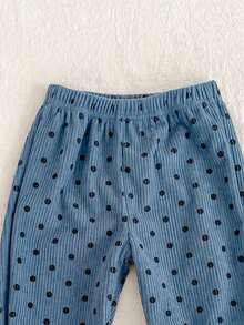 New Baby Pants For Spring, Autumn & Winter, Unisex Infant Comfortable Corduroy Loose Straight Leg Polka Dot Trousers - Blue - View 7