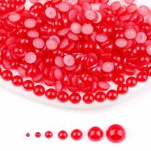 Fancy Multi Colors, 2MM-10MM, 7 Sizes , Flatback Half Round ABS Pearls , Glue On Jewelry Beads Stones Diamond 3D Pattern Design Accessories Glitter Manicure Decal Decorations For Clothes,Bag,Shoes,Cups,Phone Covers,Handicrafts,Diy Trim.