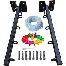 Tendedero de Ropa de Pared Plegable, Ganchos para Percheros de Pared Metalico, Rack de Secado de Ropa Plegable, Tendedero Retráctil de Metal Reforzado con 20 Pinzas Y Cuerda