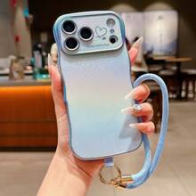 【人気の新製品】ミニマリスト高品質クリエイティブグラデーションレーザーカットハートランヤード compatible with iPhone 11 12 13 14 15 16 Pro Plus Max 16E 17 17Pro 17Pro Max 17Air用 エレガント耐衝撃保護カバー, モバイルアクセサリー,日常使用ケース,クリエイティブパターン,スタイリッシュなカバー,耐久性のある素材,ファッション愛好家,ギフトショッパー - ブルー - チェックする 2