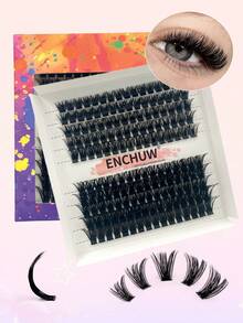 160pcs/Pack CC Curling & Thick Eyelash Clusters, 100D, 8-17mm, DIY Eyelash Extension Individual Lashes, Home DIY Eyelash Extension, Soft & Lightweight, Mixed Packaging - Black - View 1
