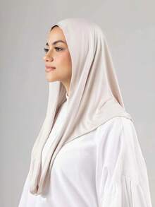 1 chiếc khăn trùm đầu màu trơn cổ điển dùng ngay cho nữ, khăn quàng cổ may sẵn, khăn xếp nhiều kiểu có thể điều chỉnh, vải viscose mềm mại thoải mái, thích hợp để mặc hàng ngày, chơi thể thao, tập yoga - Nhiều màu - Xem 7