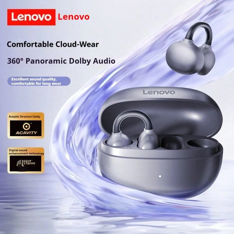 Lenovo EA410 True Wireless Bluetooth Headset Air Bone Conduction Non-In-Ear Open Ear Clip Sports Running Ear Hook Chinese Packaging - Grey - View 1