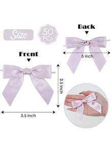 Nơ ruy băng satin màu oải hương 2" Nơ satin tự dính dùng để gói quà Nơ satin làm sẵn kèm băng dính hai mặt dùng để làm đồ thủ công, trang trí tiệc sinh nhật, tiệc cưới - Màu tím nhạt - Xem 4
