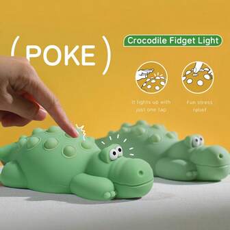 1PC Modern Style Dimmable Silicone LED Alligator Night Light, New Adorable Crocodile Night Light, Cute Rechargeable Silicone Night Lamp, 3-Level Dimmable Bedside Lamp, Dorm Decor Night Light, Fun Gift For Bedroom & Living Room - Cool Gadget