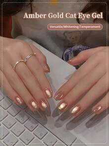 annies 10毫升金色反光玻璃珠猫眼凝胶指甲油猫咪磁性极光闪粉半永久指甲油美甲磁性胶水指甲 - 彩色 - 查看 2