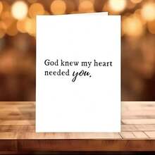 1 Pc Warm Love Wedding Anniversary Card Featuring "God Knows My Heart Needs You" Slogan Almighty Greeting Design Premium Paper Perfect For Husband Boyfriend Wife Girlfriend Lover Fiance Ideal For Wedding Anniversary Valentine Birthday Christmas All Occasions Includes Invitation And Envelope - 彩色 - 查看 3