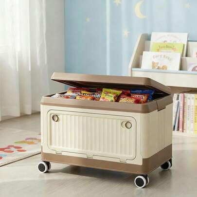 Living And Home Stackable Storage Box With Locking Wheels 3-Way Access Secure Lid Easy Assembly For Seasonal Storage