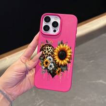 Sonnenblumenmuster,  11/12/13/14/15/17/Air/Pro/Plus/Pro Max und einfaches, stilvolles Handyhülle. Geschenke für Freunde, Valentinstagsgeschenke - Heißes Pink - Übersicht 1