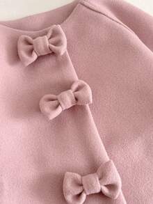 Abrigo/chaqueta de lana rosa con lazo para bebé niña, estilo de moda INS para invierno - Rosa - Ver 9