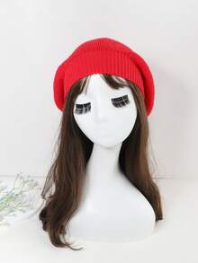 1pc Solid Slouchy Beanie Casual Winter Fall - Black - View 9