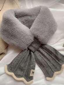 1件装女士针织蓬松围脖，鱼尾垂坠设计，保暖颈巾，理想的冬季配饰 - 彩色 - 查看 7