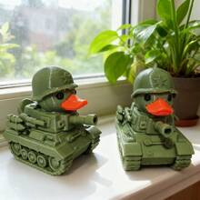 1pc Creative Tank Duck Statue, Soldier Tank Duckling Sculpture, Cute Imaginative Military Duck Decor, Humor Accessory For Military Fans, Home Desktop Decoration Duck Party, Bathroom, Bedroom, Office, Kitchen, Living Room - Perfect Holiday Gift For Family And Friends Military Enthusiasts - Multicolor - View 1