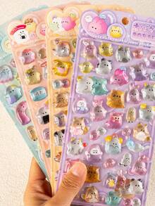 3D Cute Stickers - Cartoon Hot Dog Sushi Bubble Stickers, Adorable Mini Plush 3D Reusable Stickers, Suitable For Scrapbooks, Planners, Diaries, Notebooks, Laptops, Phone Cases, Decorations (Solid Color)