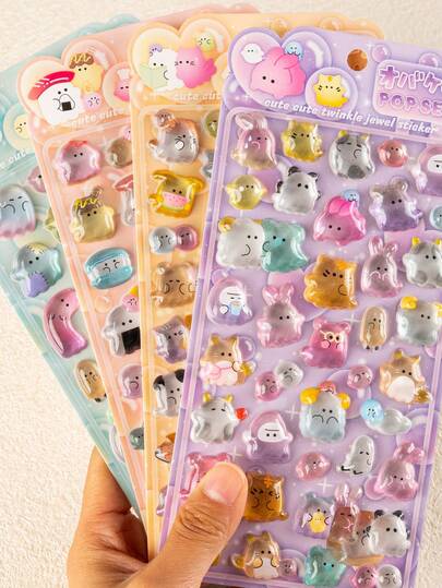 3D Cute Stickers - Cartoon Hot Dog Sushi Bubble Stickers, Cute Mini Fluffy 3D Reusable Stickers, Suitable For Scrapbooks, Planners, Diaries, Notebooks, Laptops, Phone Cases, Decorations (Solid Color Products)