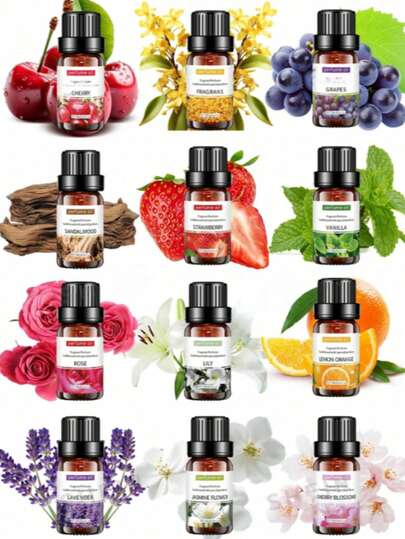 10ml/0.33fl.Oz Aceite de perfume soluble en agua, aceite esencial de aromaterapia, apto para difusor, humidificador, perfecto para dormitorio, estudio, oficina, regalos interiores de cumpleaños y graduación, para manualidades como ornamentos de yeso aromáticos, velas perfumadas y jabón