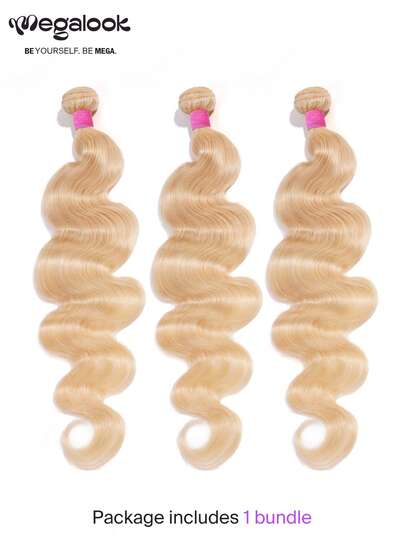 MEGALOOK 32 Inch 10A #613 Body Wave Human Hair Bundle For Women 100% Unprocessed Brazilian Virgin Hair Blonde Color Human Hair Extension 1Pc - Soft & Full No Shedding Can Be Dyed And Bleached Daily Use Styled Freely Cheap Suitable For Women Will Give You Shining Look For Daily Life, Like Wedding,Makeup,Lashes, Dates, And Party