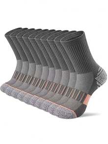 5 Paar Sport Crew Socken für Herren & Damen, atmungsaktive gepolsterte Socken bis zur Mitte des Waden, feuchtigkeitsableitende Anti-Blasen Socken für Laufen/Gym/Training - Schwarz und Weiss - Übersicht 10