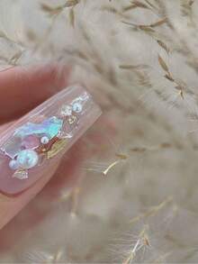 1盒全新美甲配件套装，包含碎石风暴、珍珠母、云母等材料，复古水晶矿物美甲材料包，适用于美甲沙龙、DIY美甲装饰及美甲用品 - 彩色 - 查看 5