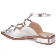 Vitrine shoes Low Heel Boho Chic  Sandals - Summer Casual Shoes - Silver - View 4