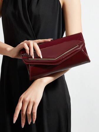 Luxury , Stylish, Luxury, Solid Color Patent Clutch Wallet, Portable On Purse For Teen Girls Women College Students,Rookies & White-Collar Workers Perfect For Office,College,Work ,Business,Commute,Outdoors, Travel, Outings, For Party, Wedding, Prom, Dinner