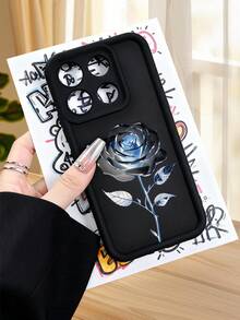 1 Piece Phone Case With A Metallic Rose Design In Shades Of Blue On A Black Background, A Modern And Elegant Style Ideal For Art Lovers And Special Occasions, Soft TPU, Full Impact And Anti-Slip Protection, Compatible With IPhone 17 ProMax/16/15/14/13/12/11/Plus/Pro/ProMax, Compatible With Galaxy A34/A35/A54/A55, Galaxy S20/S21/S22/S23/S24/S25 Ultra/Plus, Compatible With Galaxy//Honor// - 白色的 - 查看 2