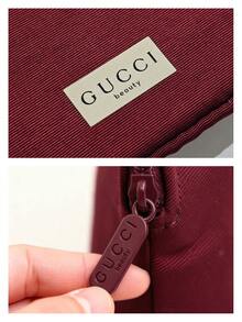 Gucci Red Semi-Circle Shell Shaped Portable Cosmetic Pouch - Burgundy - View 4