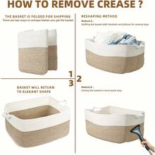 OYHOMO [Soft Basket] Large Soft Fabric Hand-Woven Storage Basket Woven Rope Laundry Hamper For Bedroom, Living Room, Or Closet Organization - 18.9" X 13.4" X 11" Cubes, Grey/White/Black Multi-Functional Baskets - Multicolor - View 10