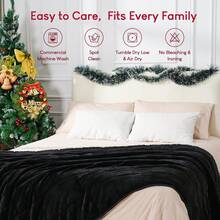 Warm Weighted Blanket, Fleece Sherpa Flannel Throw Heavy Blanket With 7-Layer Design - 黑色 - 查看 8