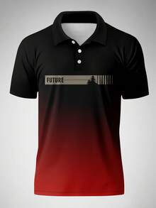 男士商务渐变印花短袖Polo衫 - 彩色 - 查看 2