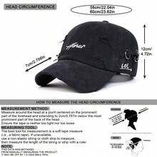 AR 1 件装男士铁环棒球帽，仿旧刺绣运动帽，可调节户外防晒休闲帽，适合春秋季旅行、旅游、海滩、派对 - 彩色 - 查看 2